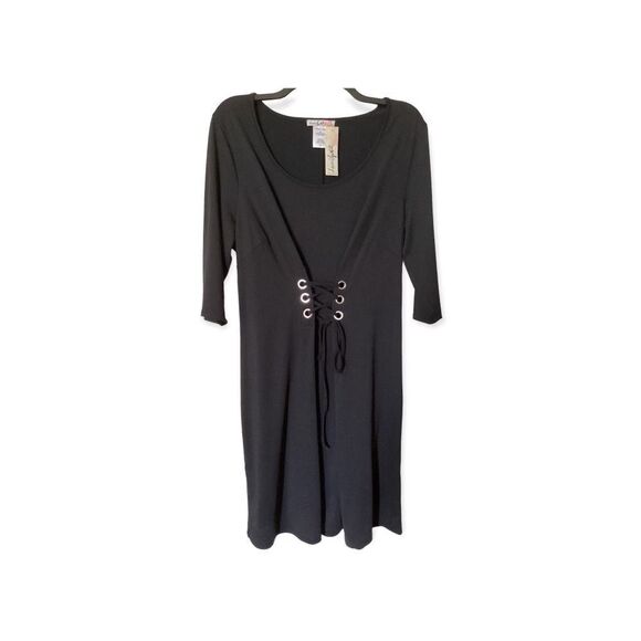 Love Squared Plus Sized Black Grommet Lace - Up Dress Size: 1X - Picture 2 of 8